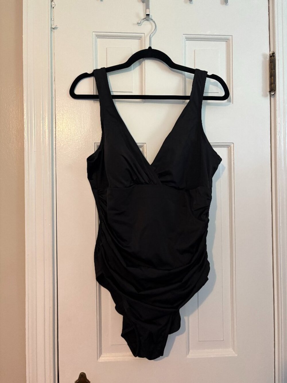 Miraclesuit One Piece Swimsuit in Black Ruching V-Neck - 18